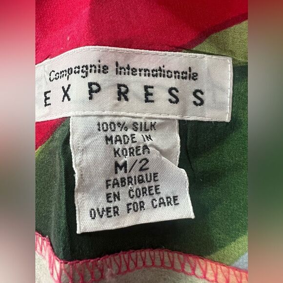 Vintage champagnie International Express silk blouse bright island relaxed Vaca - Picture 4 of 6